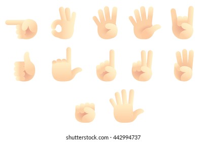 Vector Set of Hand Gestures isolated on White Background