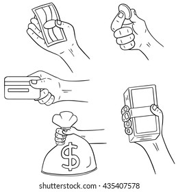 vector set of hand holding money