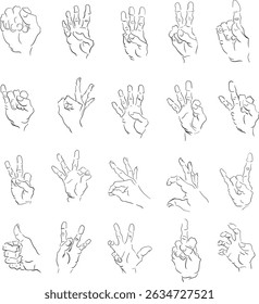 vector set of hand images in various hand positions
