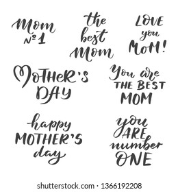Vector set of hand lettering mother's day isolated on white background. Perfect for greeting cards and bunners 