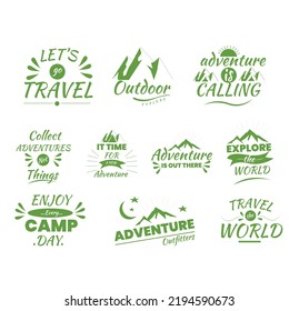 Vector set of hand lettering with phrases about travel. Calligraphy inspirational quotes collection for the journey.