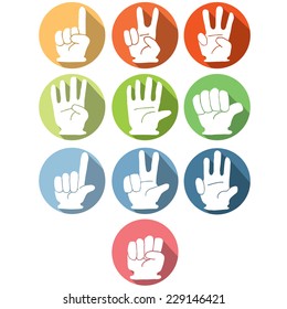 vector set of hand number gesture