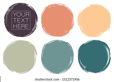 Vector set of hand painted circles for backdrops. Colorful artistic hand drawn backgrounds. Hand drawn stains round shape set.