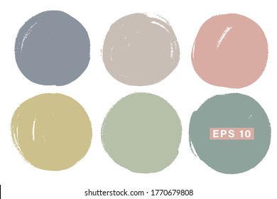 Vector set of hand painted circles for backdrops. Pastel colors artistic hand drawn backgrounds. Hand drawn stains round shape set.