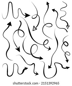 vector set of hand scribbled arrows as pointer