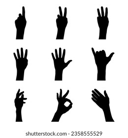 Vector Set of Hand Silhouette