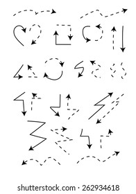 Vector set of hand sketched black arrows
