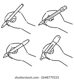 Vektorsatz von Hand mit Bleistift, Stift, Marker