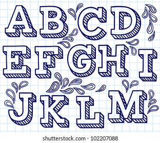 Vector set with hand written ABC letters