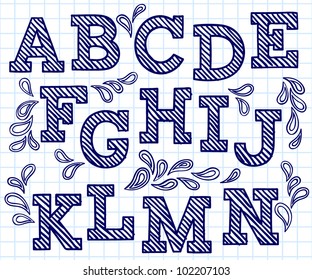 Vector set with hand written ABC letters