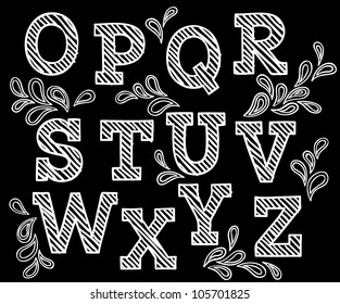 Vector set with hand written ABC letters in black background