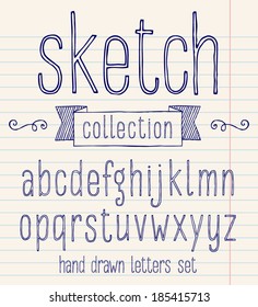 Vector set with hand written ABC letters. Sketch collection