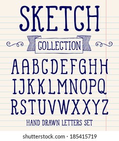 Vector set with hand written ABC letters. Sketch collection