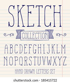 Vector set with hand written ABC letters. Sketch collection