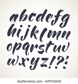 Vector set with hand written ABC letters. Sketch collection of alphabets. Hand drawn ink illustration. Handwritten modern brush calligraphy