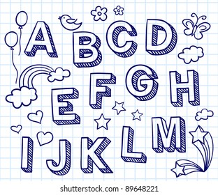 Vector set with hand written ABC letters