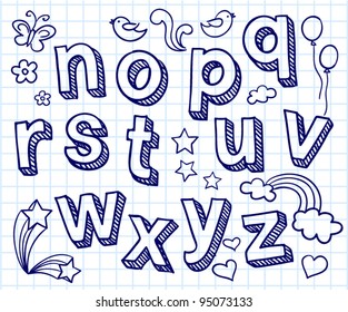 Vector Set Hand Written Abc Letters Stock Vector (Royalty Free) 102207082