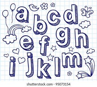 Vector set with hand written ABC letters