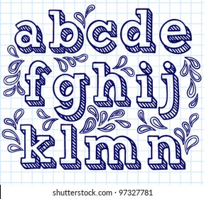 Vector set with hand written ABC letters