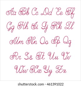 Vector set with hand written alphabet. Calligraphy font collection. Wedding letter font. Hand drawn letters. Uppercase and lowercase letters of the alphabet.