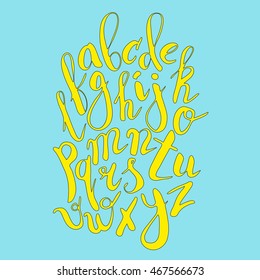 Vector set with hand written alphabet.