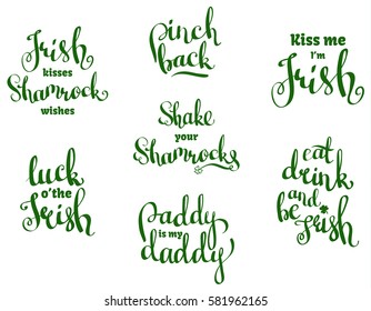 Vector set with hand written phrases for St. Patricks Day