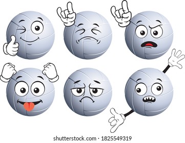 Vector set of handball mascots with different smiles. Ready to use as stickers, T-shirt prints and other graphic applications.