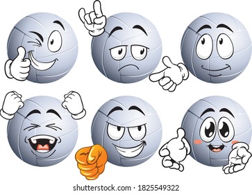 Vector set of handball mascots with different smiles. Ready to use as stickers, T-shirt prints and other graphic applications.