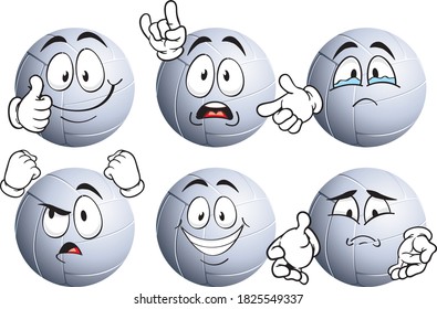 Vector set of handball mascots with different smiles. Ready to use as stickers, T-shirt prints and other graphic applications.