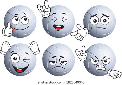 Vector set of handball mascots with different smiles. Ready to use as stickers, T-shirt prints and other graphic applications.