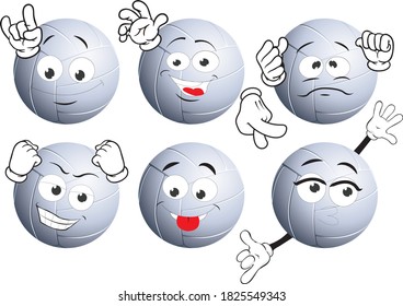 Vector set of handball mascots with different smiles. Ready to use as stickers, T-shirt prints and other graphic applications.