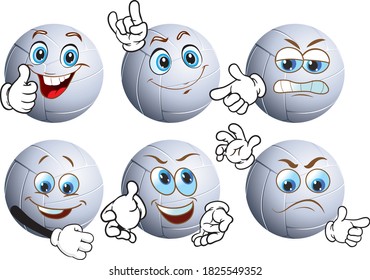 Vector set of handball mascots with different smiles. Ready to use as stickers, T-shirt prints and other graphic applications.