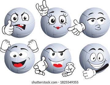 Vector set of handball mascots with different smiles. Ready to use as stickers, T-shirt prints and other graphic applications.