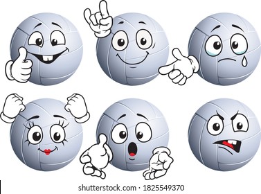 Vector set of handball mascots with different smiles. Ready to use as stickers, T-shirt prints and other graphic applications.