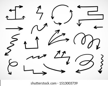 vector set of hand-drawn arrows 