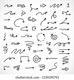 vector set of hand-drawn arrows