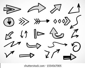 vector set of hand-drawn arrows