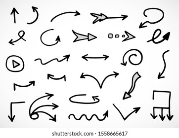 vector set of hand-drawn arrows