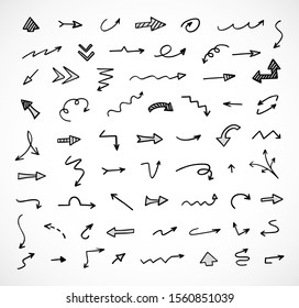vector set of hand-drawn arrows