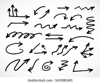 vector set of hand-drawn arrows