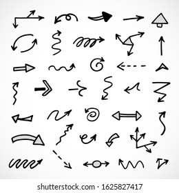 vector set of hand-drawn arrows
