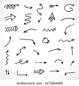 vector set of hand-drawn arrows