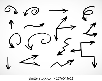 vector set of hand-drawn arrows