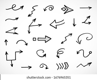 vector set of hand-drawn arrows