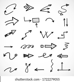 vector set of hand-drawn arrows