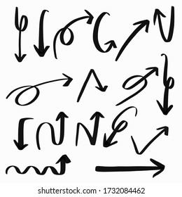 Vector set of hand-drawn arrows