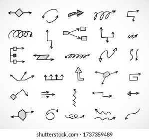 vector set of hand-drawn arrows