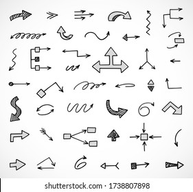 vector set of hand-drawn arrows