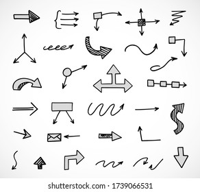 vector set of hand-drawn arrows