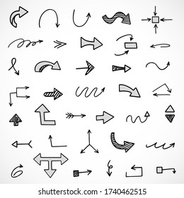 vector set of hand-drawn arrows